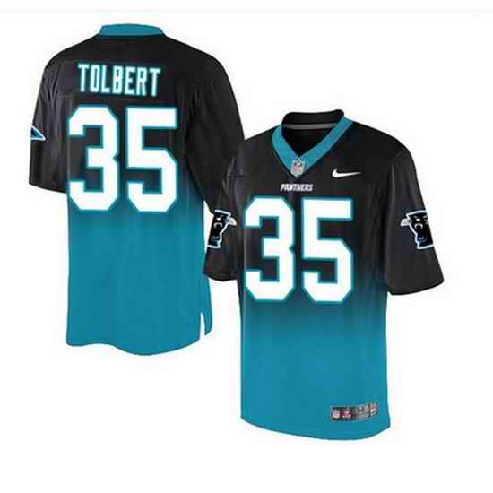 Nike Carolina Panthers #35 Mike Tolbert BlackBlue Mens Stitched NFL Elite Fadeaway Fashion Jersey